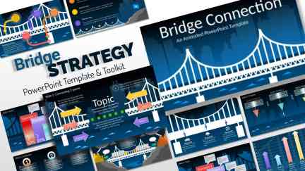 A collage of presentation slides from Bridge Strategy PowerPoint Template | Animated Alignment Slides